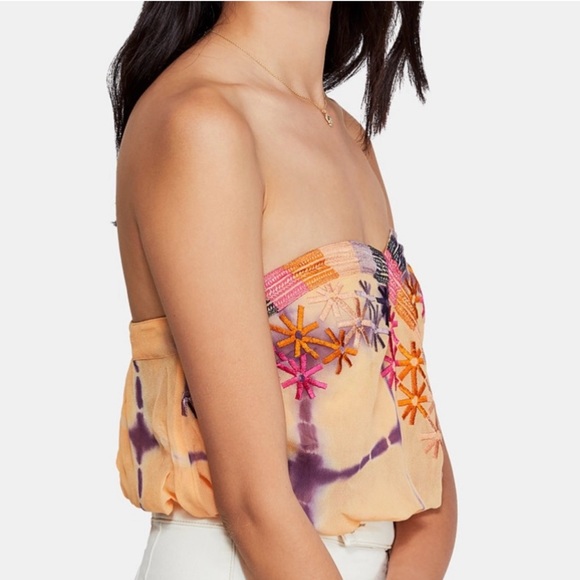 NWT *w/ slight defect* Free People Sunset Combo Embroidered Tube Top - L - Picture 3 of 5